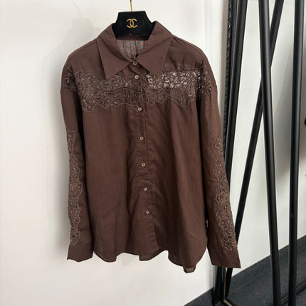 LORO PIANA 26S LACE-TRIM SHIRT PANTS SET 998