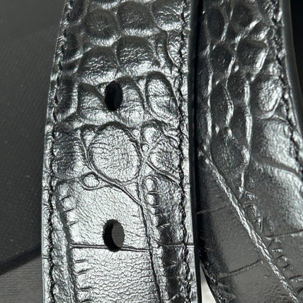 YSL 25S BELT 30 MM IN BLACK CROCODILE-EMBOSSED LEATHER 543666