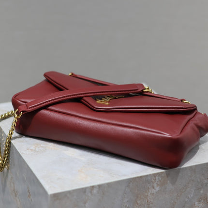 YSL 25S CALYPSO HANDBAG 26 IN BURGUNDY LAMBSKIN GOLD HARDWARE