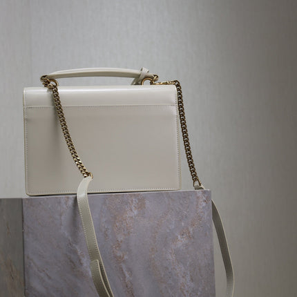 YSL 25S SUNSET MM 25 IN IVORY CALFSKIN GOLD HARDWARE