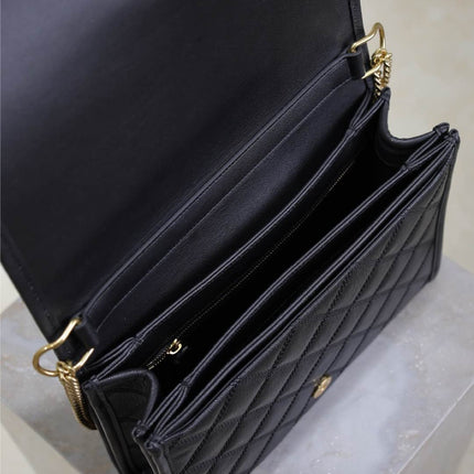 BECKY 26 IN BLACK QUILTED LAMBSKIN GOLD HARDWARE