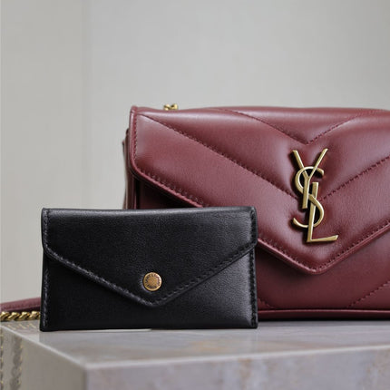 LOULOU MINI 20 IN BURGUNDY RED SHEEPSKIN GOLD HARDWARE
