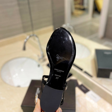 SL CASSANDRA SANDALS BLACK POLISHED CALFSKIN