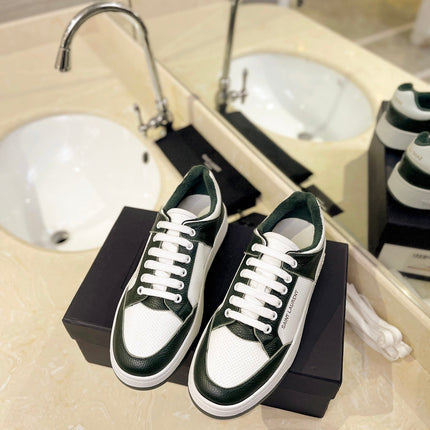 SL SL/61 SNEAKERS DARK GREEN AND WHITE CALFSKIN