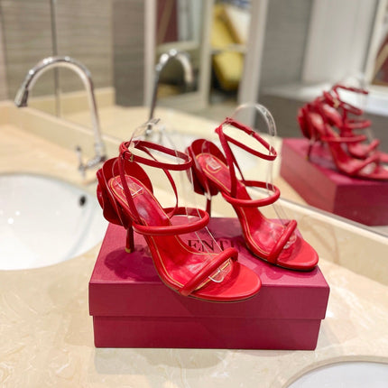 VALENTINO 26S STRAPPY HEEL SANDALS 100 MM IN RED CALFSKIN