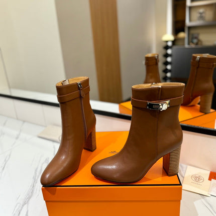 HM 26S ANKLE BOOTS 85 MM IN BROWN CALFSKIN