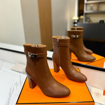 HM 26S ANKLE BOOTS 85 MM IN BROWN CALFSKIN