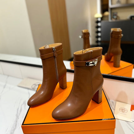 HM 26S ANKLE BOOTS 85 MM IN BROWN CALFSKIN