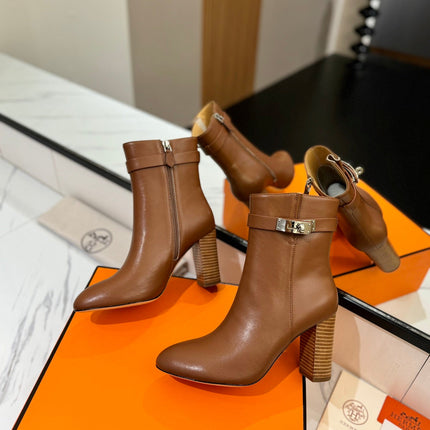 HM 26S ANKLE BOOTS 85 MM IN BROWN CALFSKIN
