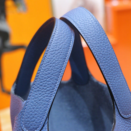HM 25S PICOTIN BAG 18 CM IN CORNFLOWER BLUE TOGO WITH SILVER HARDWARE