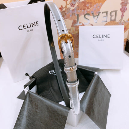 CELINE 25S BELT 18MM WITH ARC DE TRIOMPHE BUCKLE IN SILVER 571503