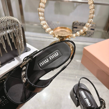 MIUMIU 26S SLINGBACK MARY JANE 45MM IN BLACK PATENT CALFSKIN
