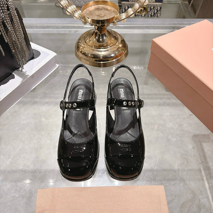 MIUMIU 26S SLINGBACK MARY JANE 45MM IN BLACK PATENT CALFSKIN