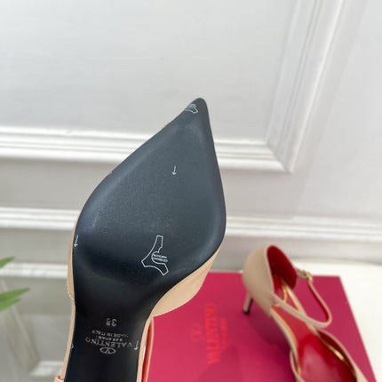 VALENTINO 26S ANKLE-STRA PUMPS 85 MM BEIGE CALFSKIN