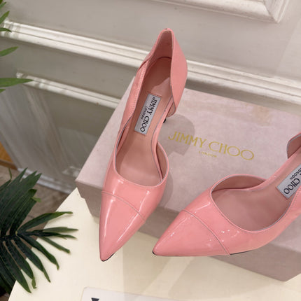 JIMMY CHOO 26S HIGH HEELS 100 MM IN LIGHT PINK SHINY CALFSKIN