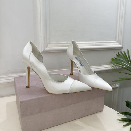 JIMMY CHOO 26S HIGH HEELS 105 MM IN OFF WHITE SATIN