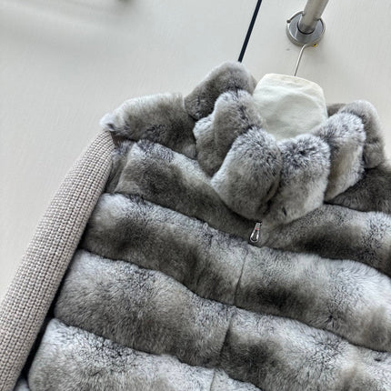 FENDI 26S FUR JACKET WITH KNIT SLEEVES 474