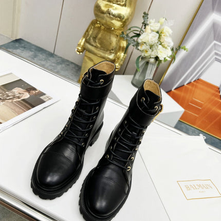BALMAIN 26S BOOTS IN BLACK CALFSKIN