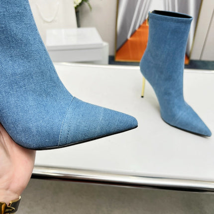 BALMAIN 26S BOOTS 95 MM IN BLUE DENIM