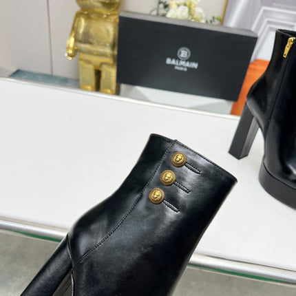 BALMAIN 26S BOOTS 135 MM IN BLACK CALFSKIN